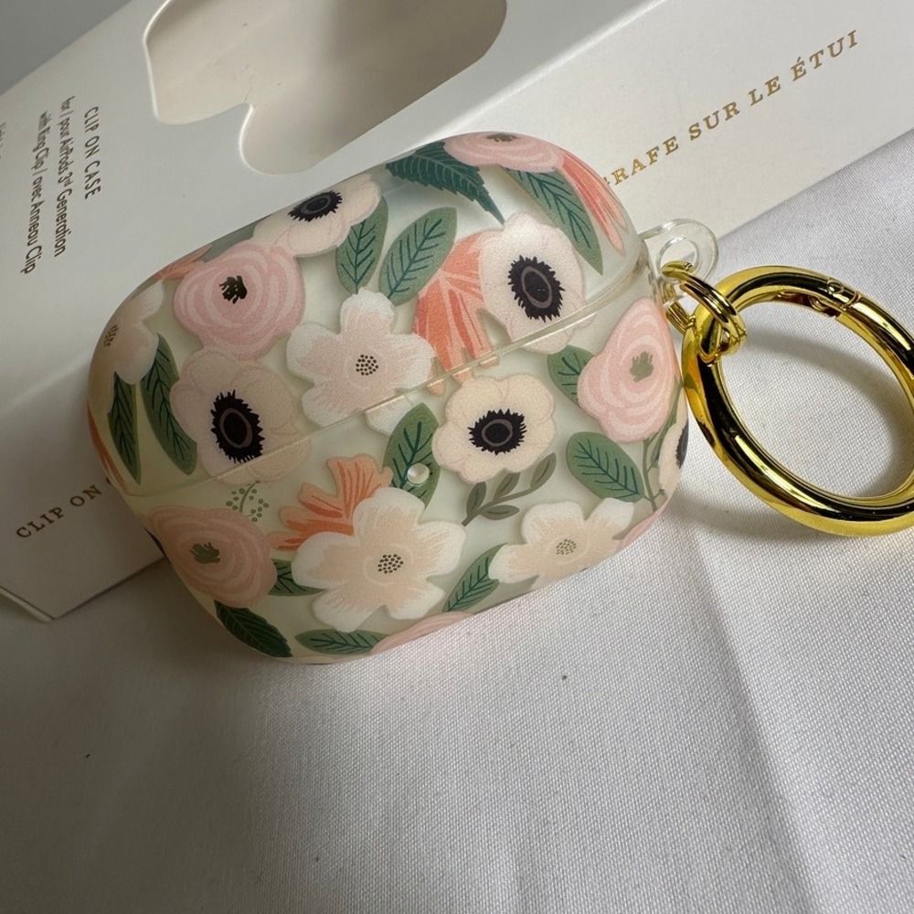 Rifle Paper Co Clip On Case for Airpods 3rd Gen Clear Wildflowers Gold Ring - Picture 8 of 8